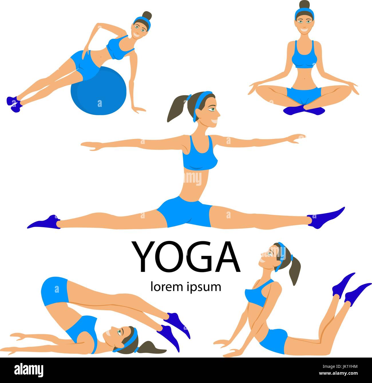 Vector yoga illustration. Yoga set. Yoga exercises. Women yoga. Yoga class,  yoga center, yoga studio. Yoga poster. Sketch with yoga asana. Girl does y  Stock Vector Image & Art - Alamy