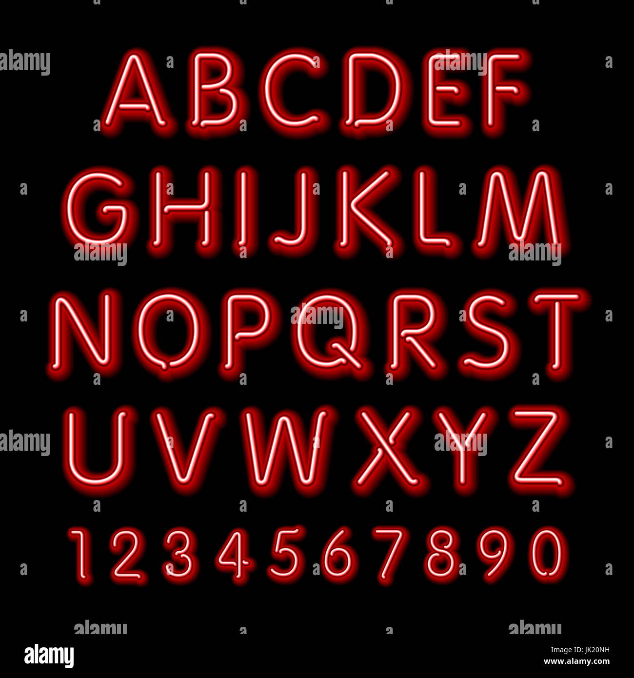 Neon glow alphabet. Vector design party retro 3d art neon font Stock ...
