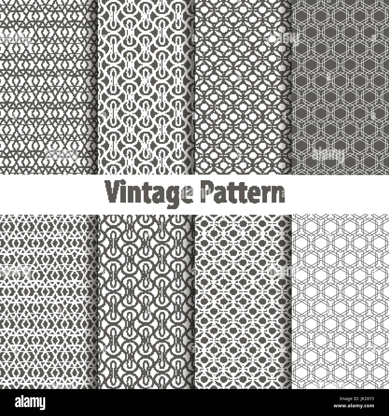 Set of nine seamless pattern in retro style art Stock Vector Image ...