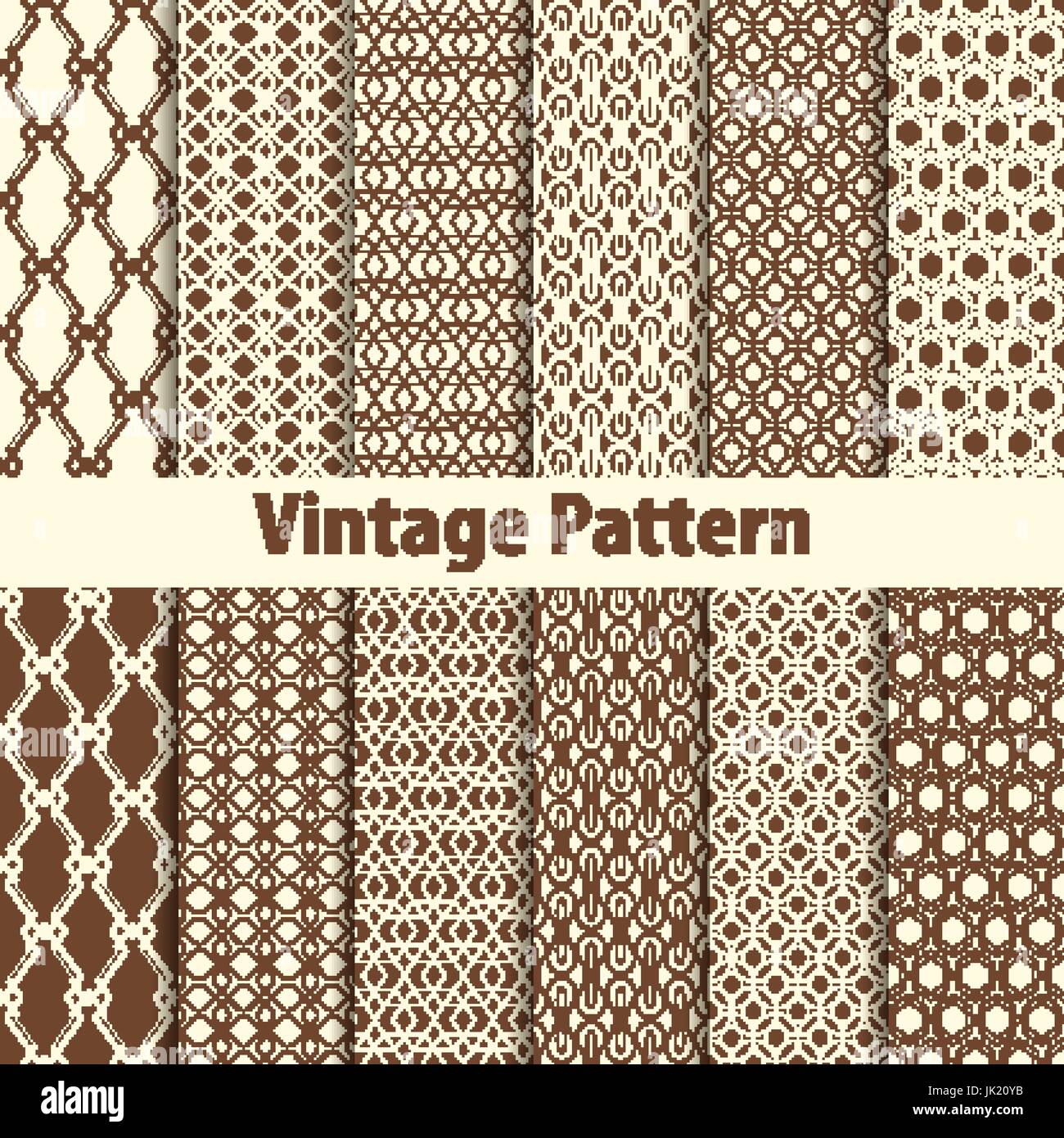 Set of nine seamless pattern in retro style art Stock Vector Image ...