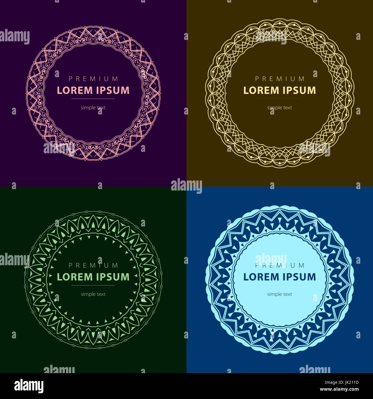 Vector set of abstract frames and logo templates in line style ...