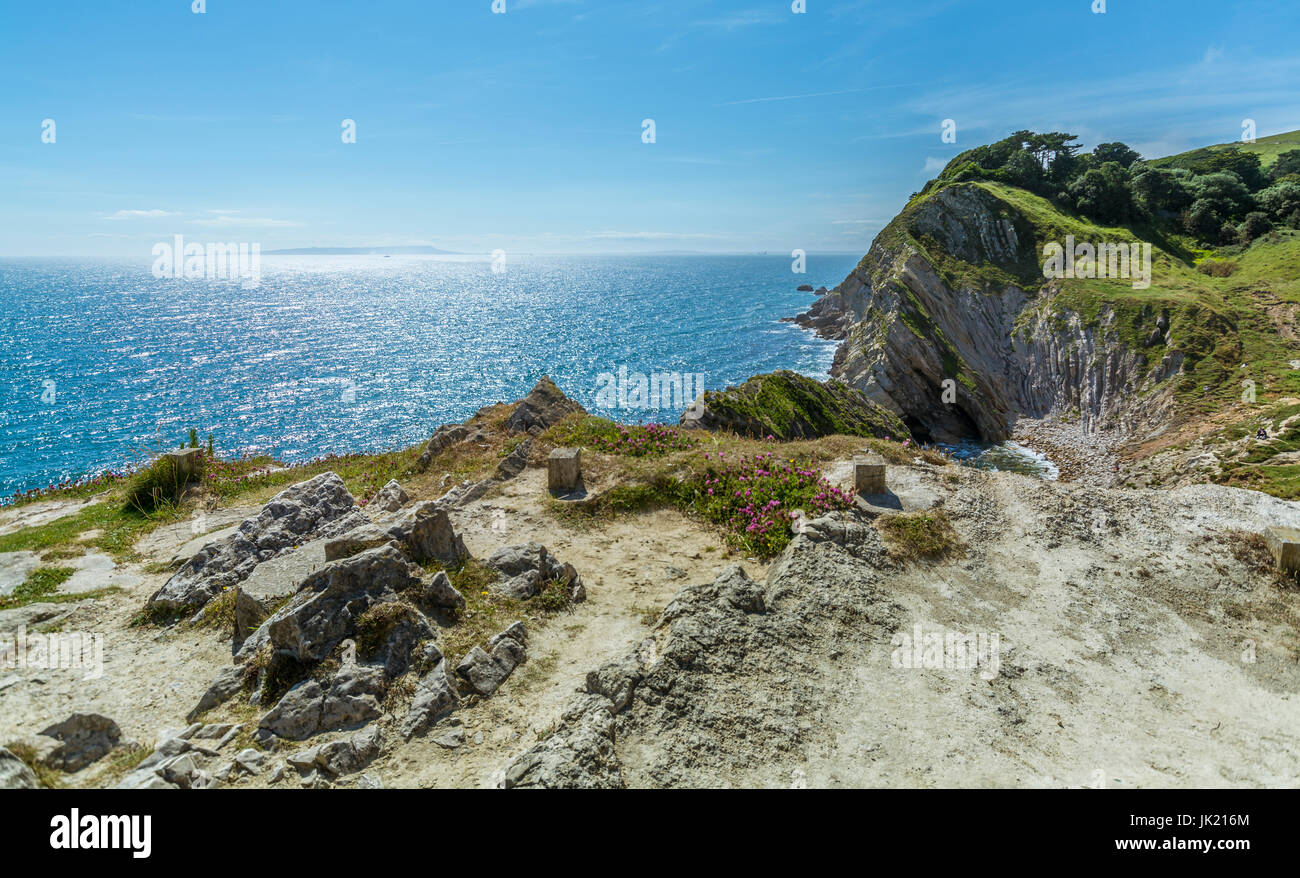 The Jurassic coastline at Lulworth Cove, West Lulworth in Dorset Stock Photo