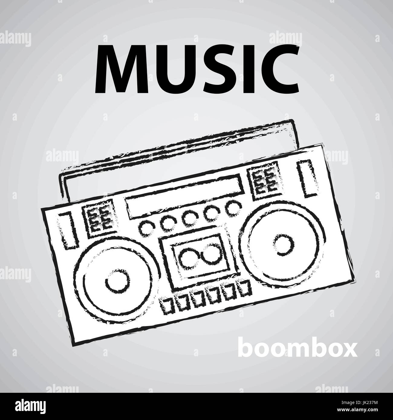 boombox vector drawing illustration retro sketch art Stock Vector Image