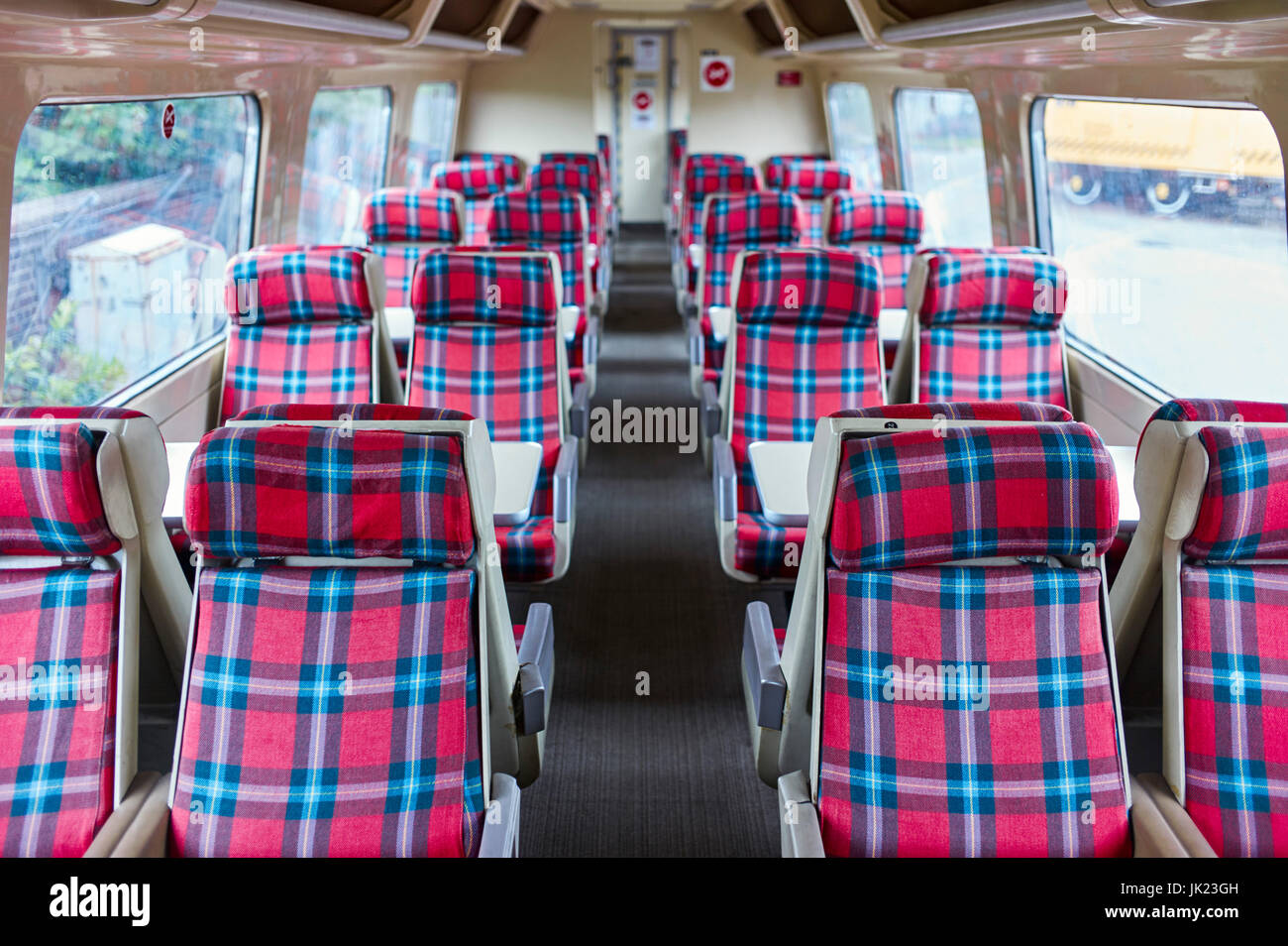 APT, advanced passenger train secondclass interior seating carriage Stock Photo