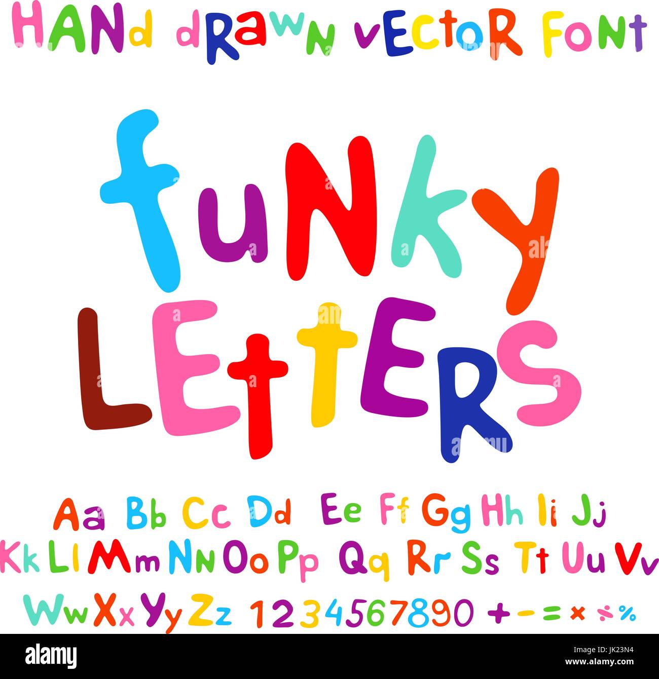ABC alphabet funky letters children fun colorful set cartoon art Stock ...