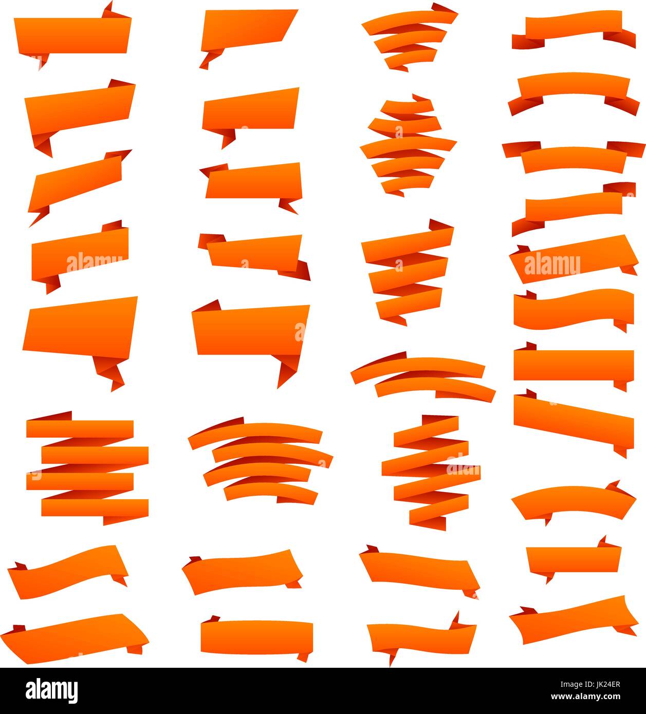 Orange Ribbons Set isolated On White Background. Vector Illustration ...