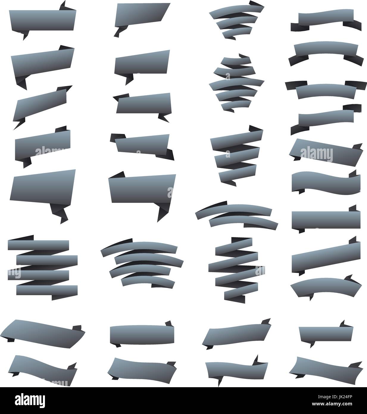 Vector grey ribbons set. Elements isolated on white background art ...