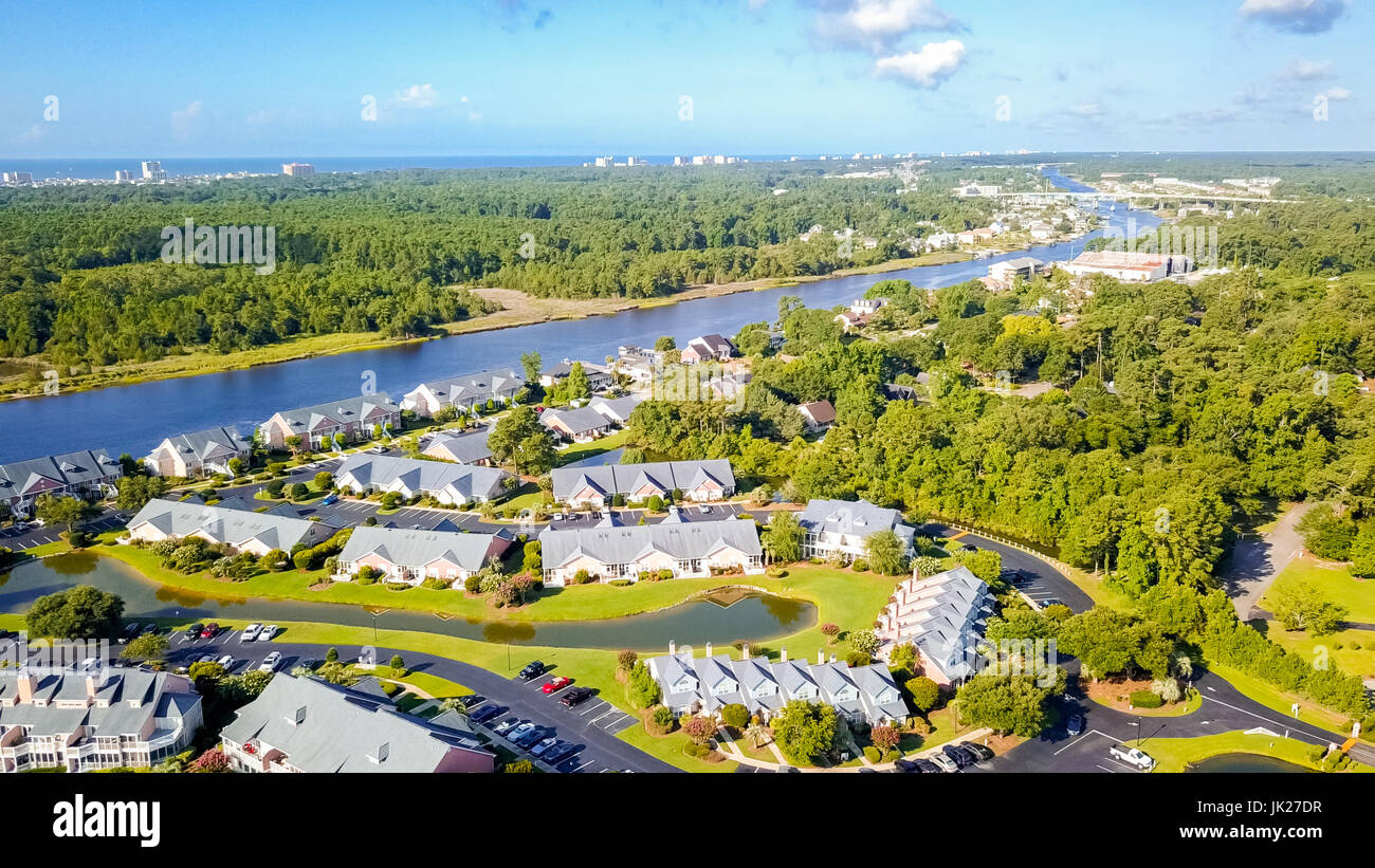 Aerial view of coastal townhomes in Myrtle Beach, ,South Carolina Stock