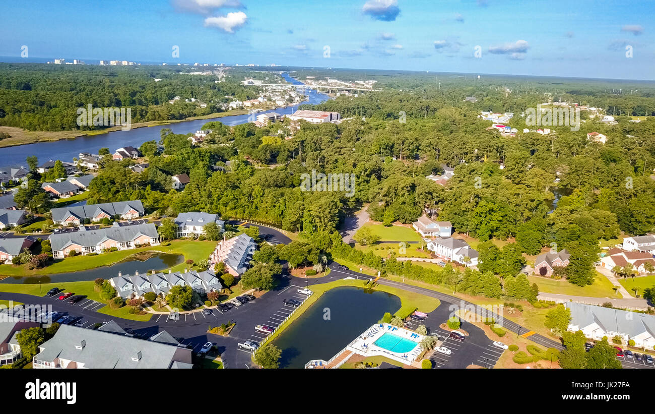 Aerial view of coastal townhomes in Myrtle Beach, ,South Carolina Stock
