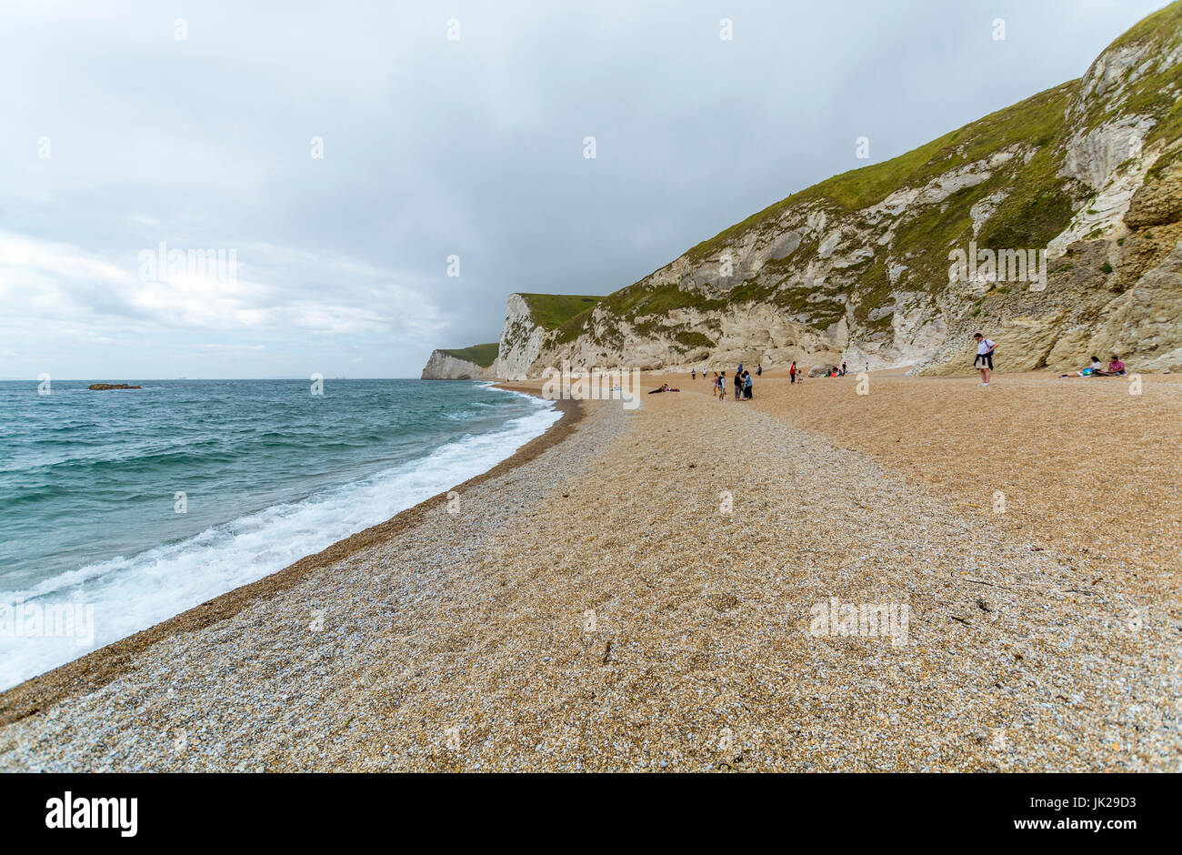 A view of the beach along the cliffs at Durdle Door , West Lulworth, Dorset Stock Photo