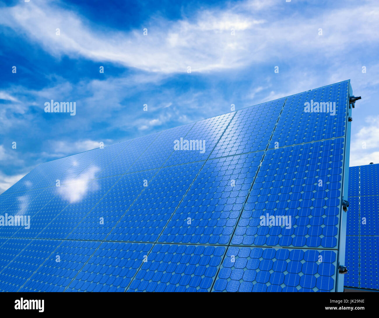 3d rendering solar panel with blue sky background Stock Photo - Alamy