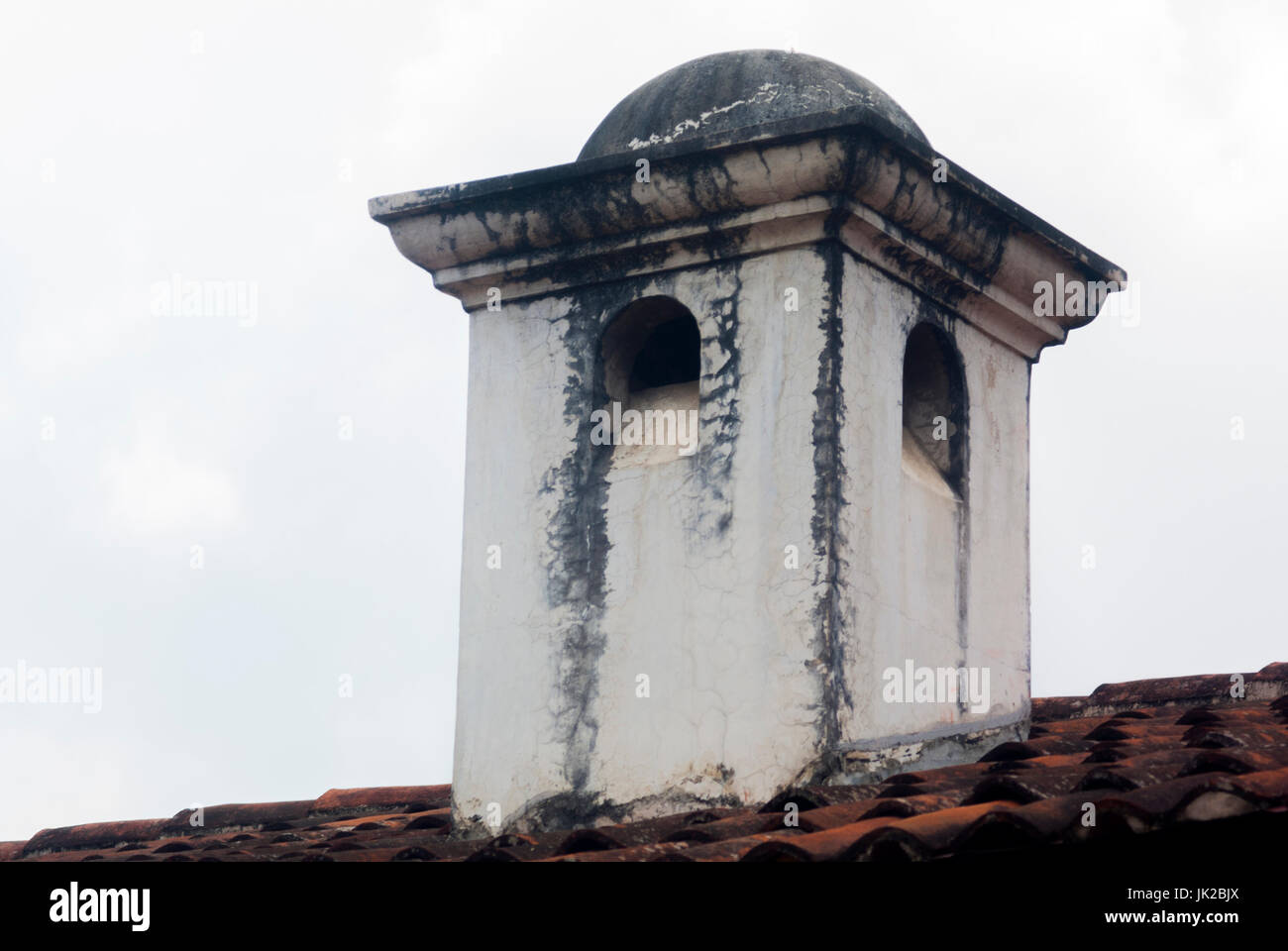 Exterior detail of house in La Antigua Guatemala, wall and cupula colonial style in Guatemala, Central America. Stock Photo