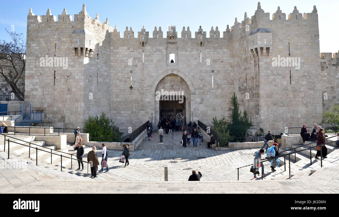 JERUSALEM ISRAEL the entrance of the Damascus Gate o Lion Gate in the old city Stock Photo