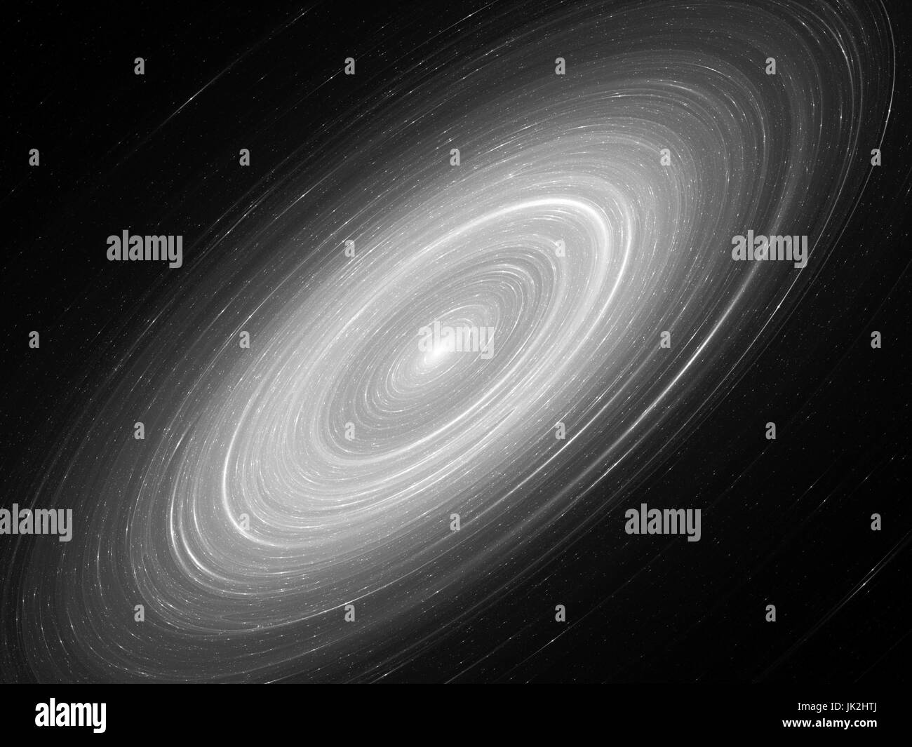 Glowing Andromeda galaxy, abstract black and white background, 3D rendering Stock Photo