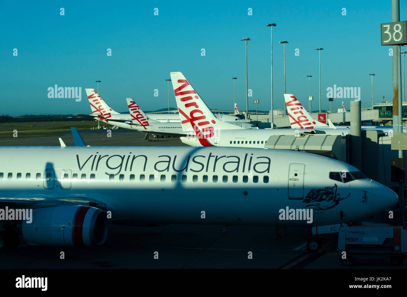 Virgin Australia aircraft at Brisbane Airport, Queensland, Australia Stock Photo
