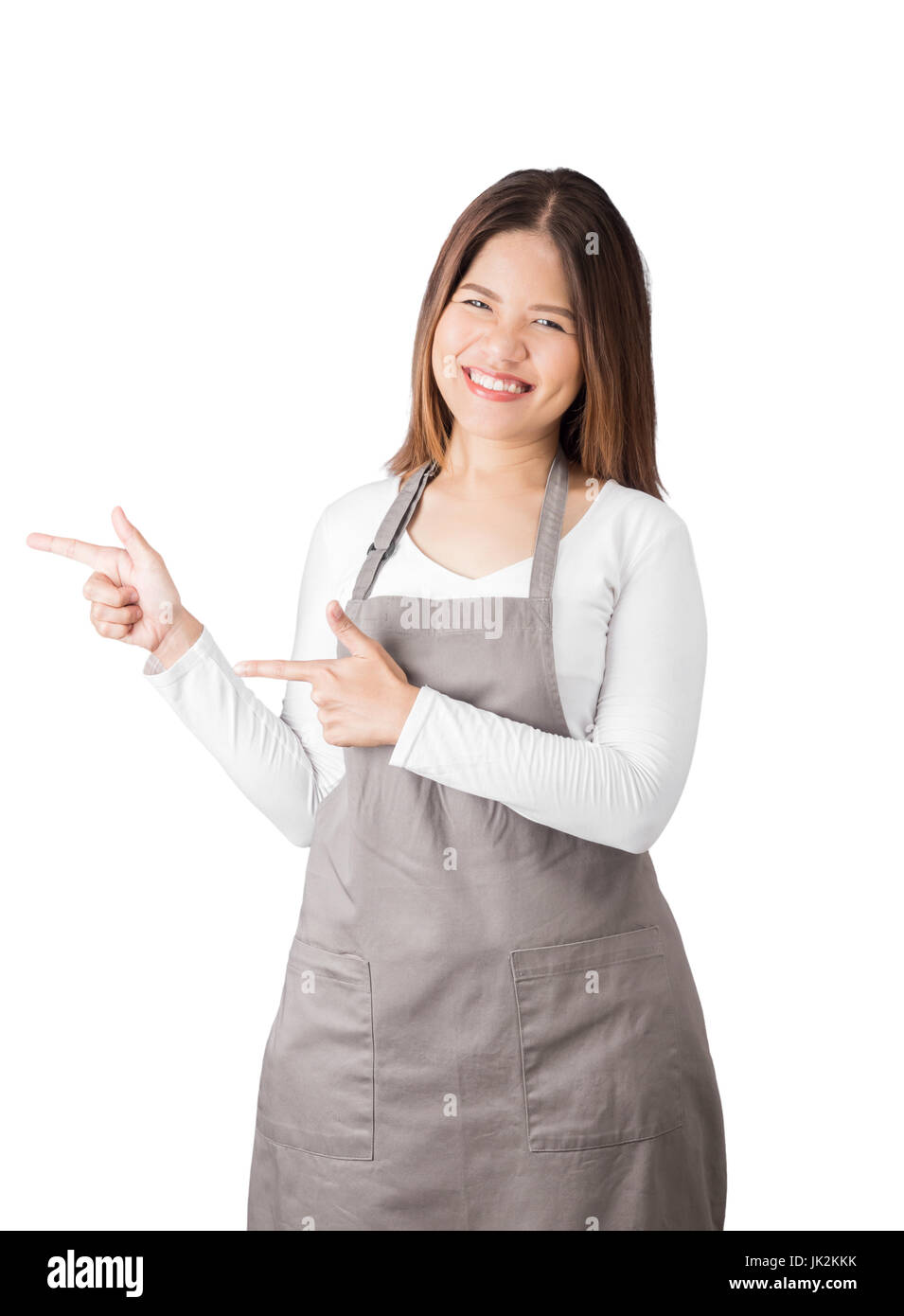 asian worker wearing apron isolated on white Stock Photo - Alamy
