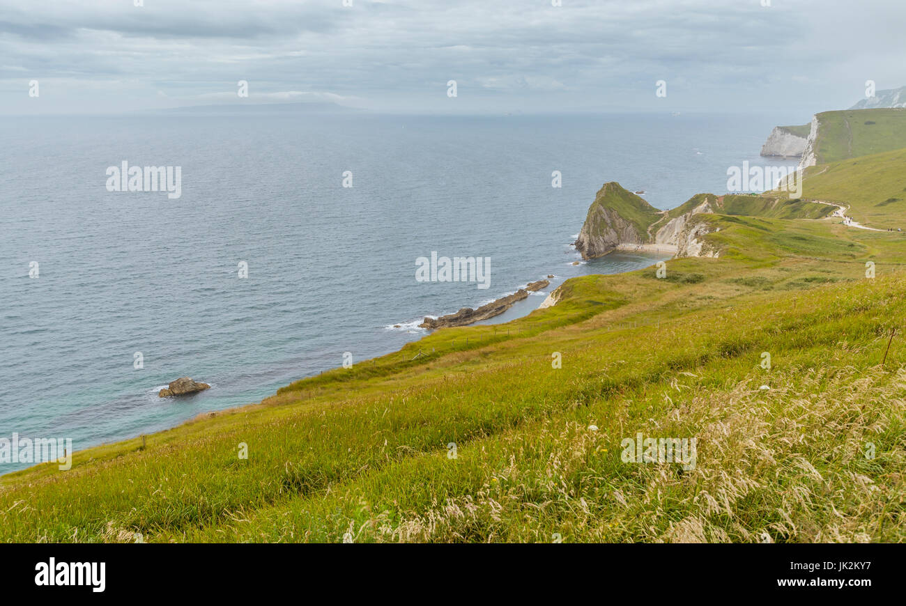 A view of the Jurassic coastline at Durdle Door, West Lulworth in Dorset Stock Photo