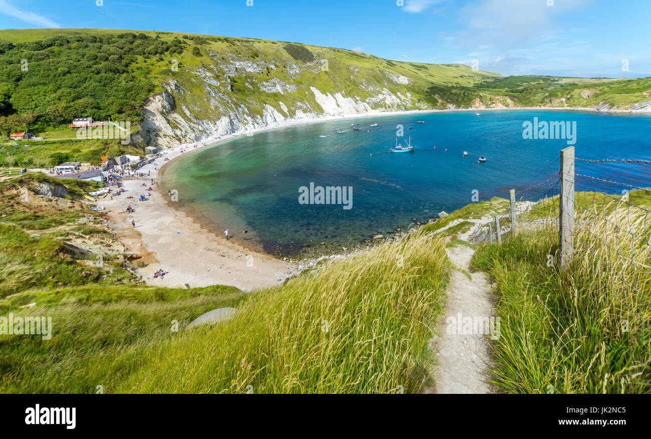 View from above Lulworth Cove in Dorset Stock Photo