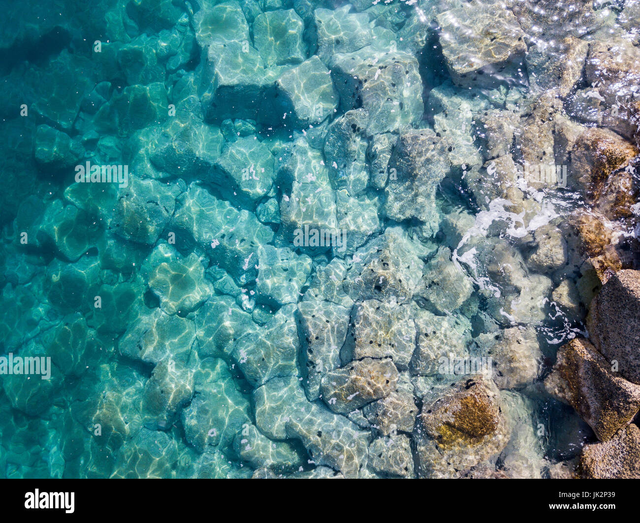 Aerial view of rocks on the sea. Overview of the seabed seen from above, transparent water Stock ...