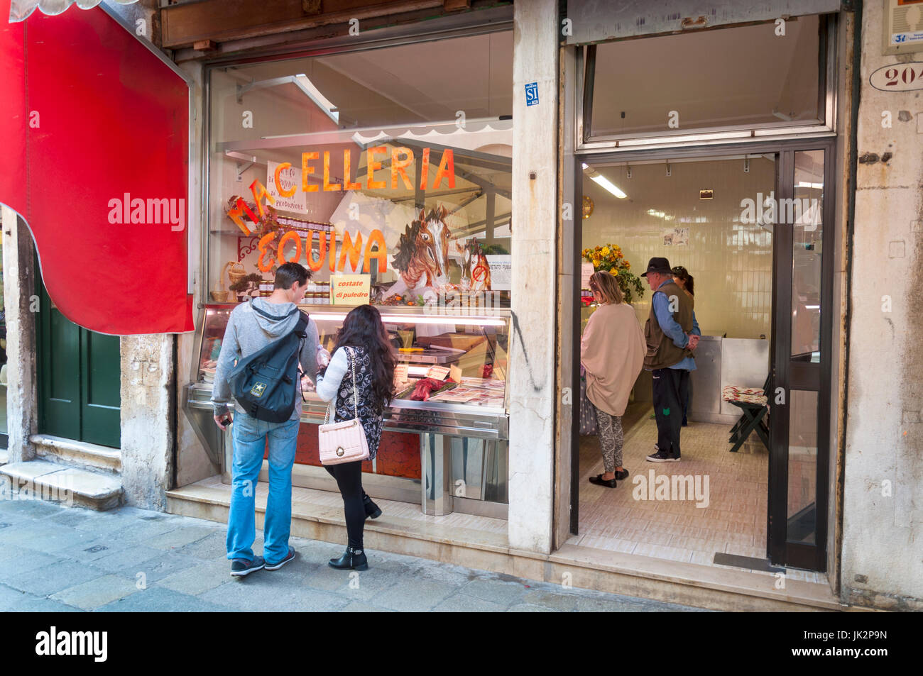 Butcher shop advertising horse meat in Venice Italy Stock Photo Alamy