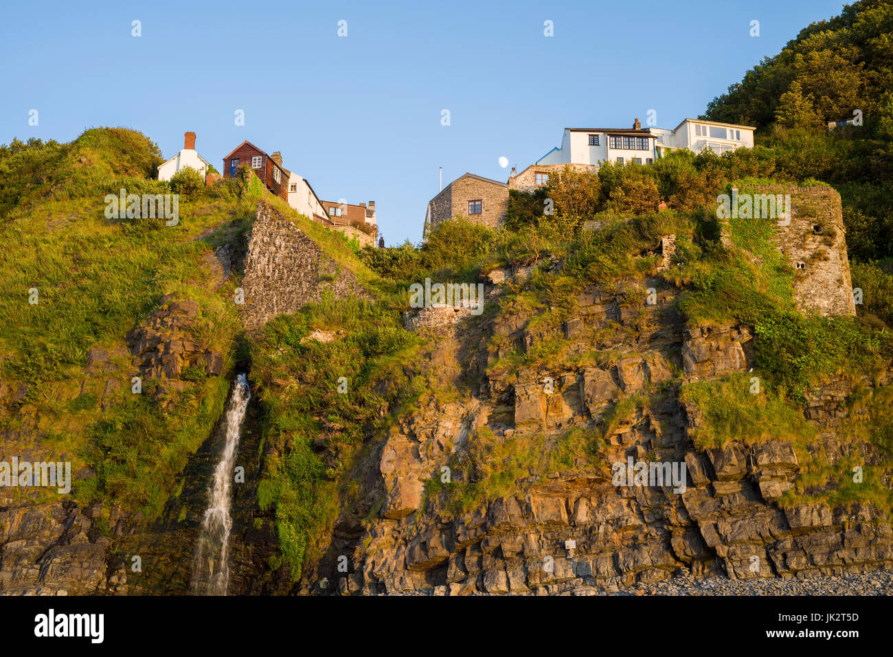 The village of Buck's Mills on the cliff top on the North Devon Heritage Coast, England. Stock Photo