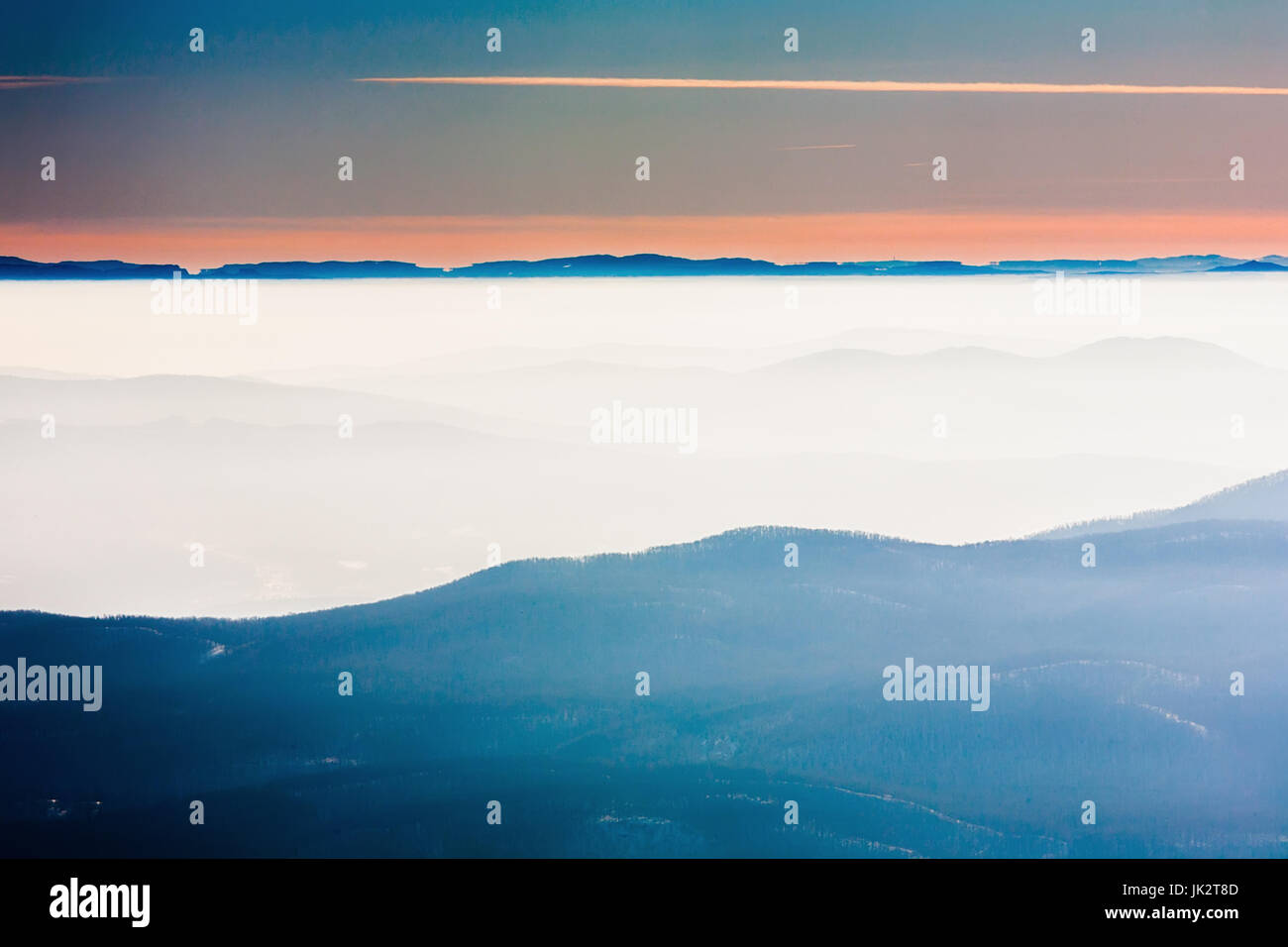 Layers of haze at the mountain ridges Stock Photo Alamy