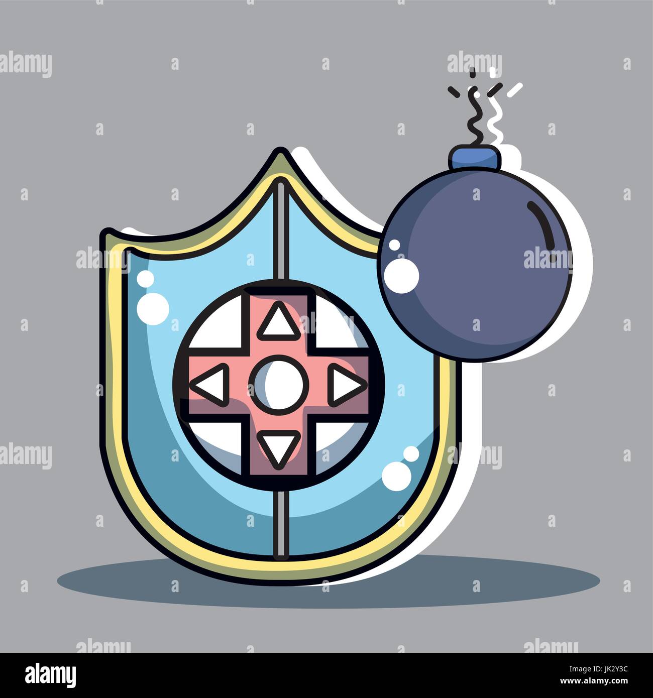 videogame shield with controller and bomb game Stock Vector Image & Art