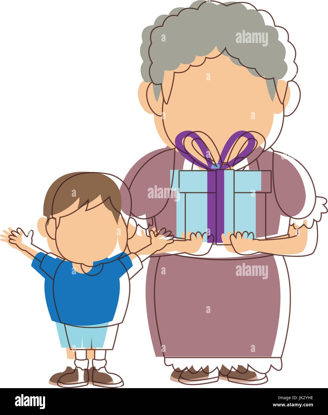 grandma and her grandson standing happy Stock Vector Image & Art Alamy
