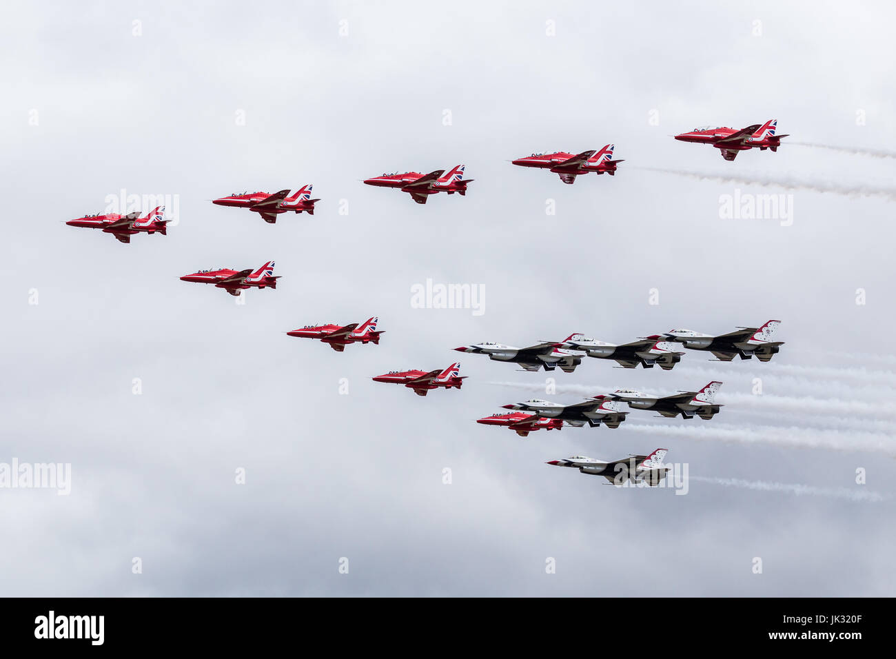 The USAF display team, The Thunderbirds flying in formation with the