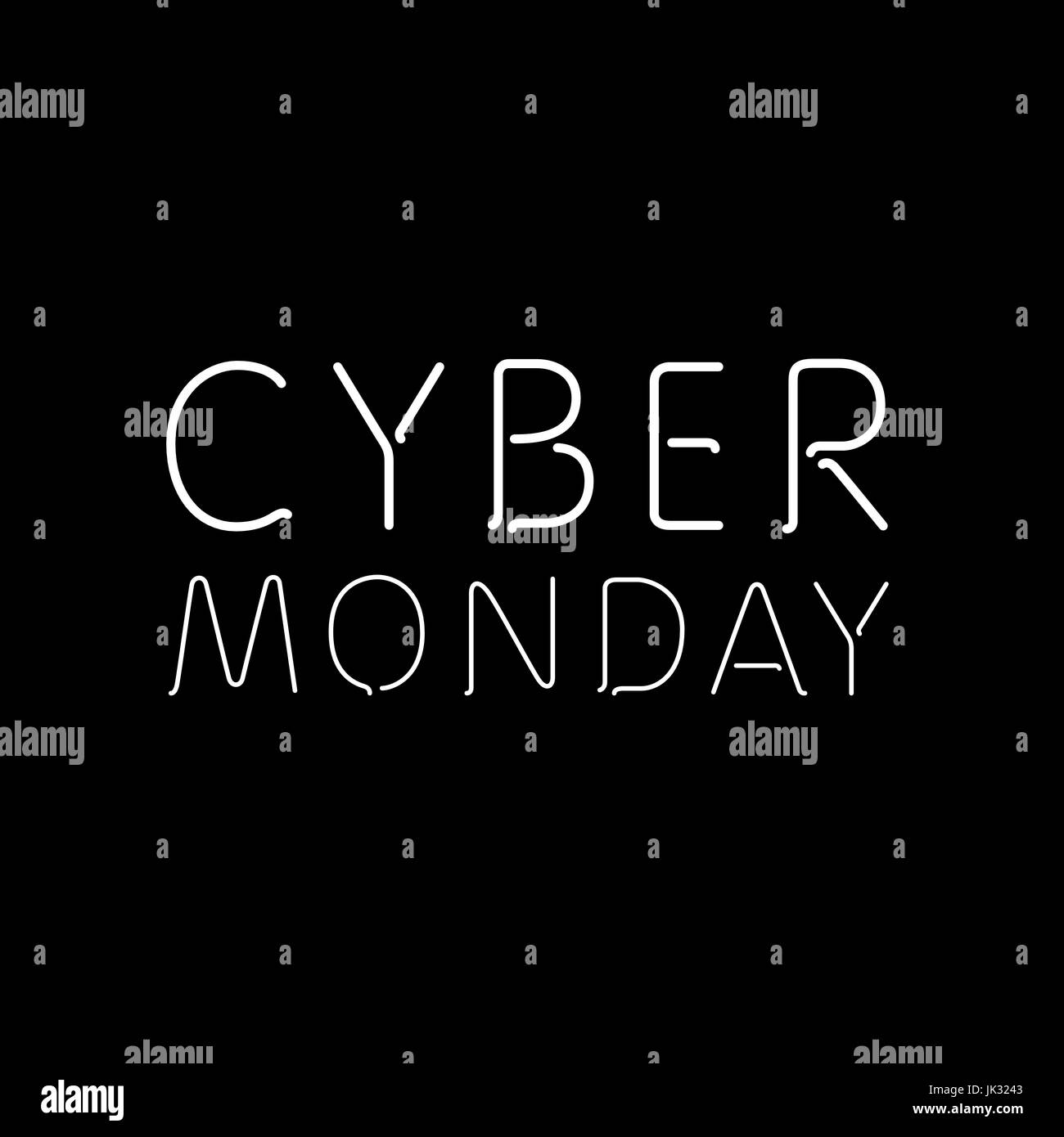 a black background with text for cyber monday art Stock Vector