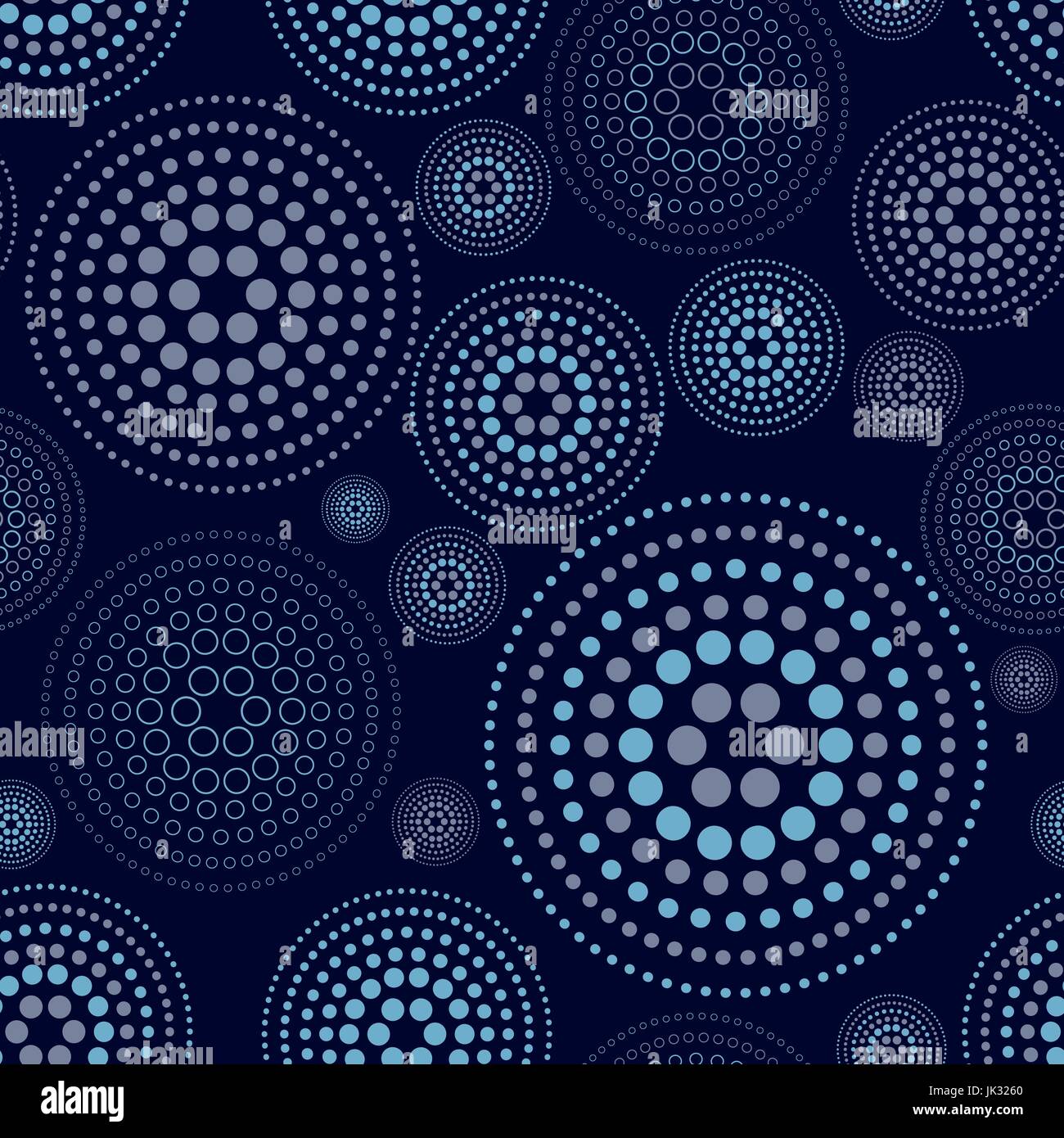 Seamless Pattern with Concentric Circles on Dark Blue Backdrop. Vector ...