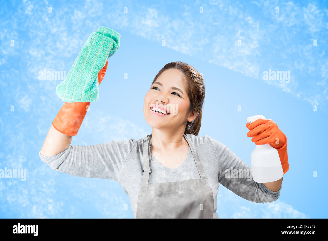 Asian lady cleaning her house hi-res stock photography and images - Alamy