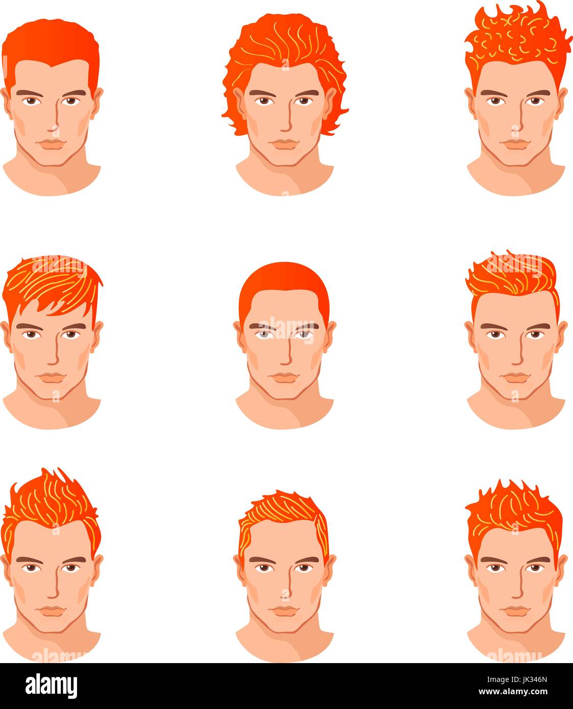 Set of close up different hair style young men portraits isolated vector  illustrations Stock Vector Image & Art - Alamy