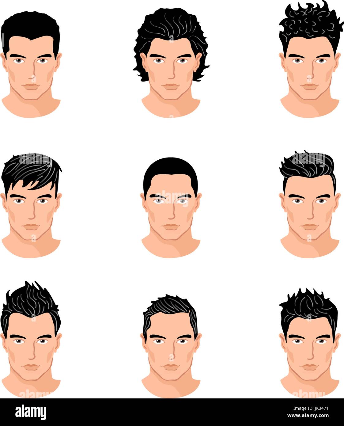Set of close up different hair style young men portraits isolated vector  illustrations Stock Vector Image & Art - Alamy