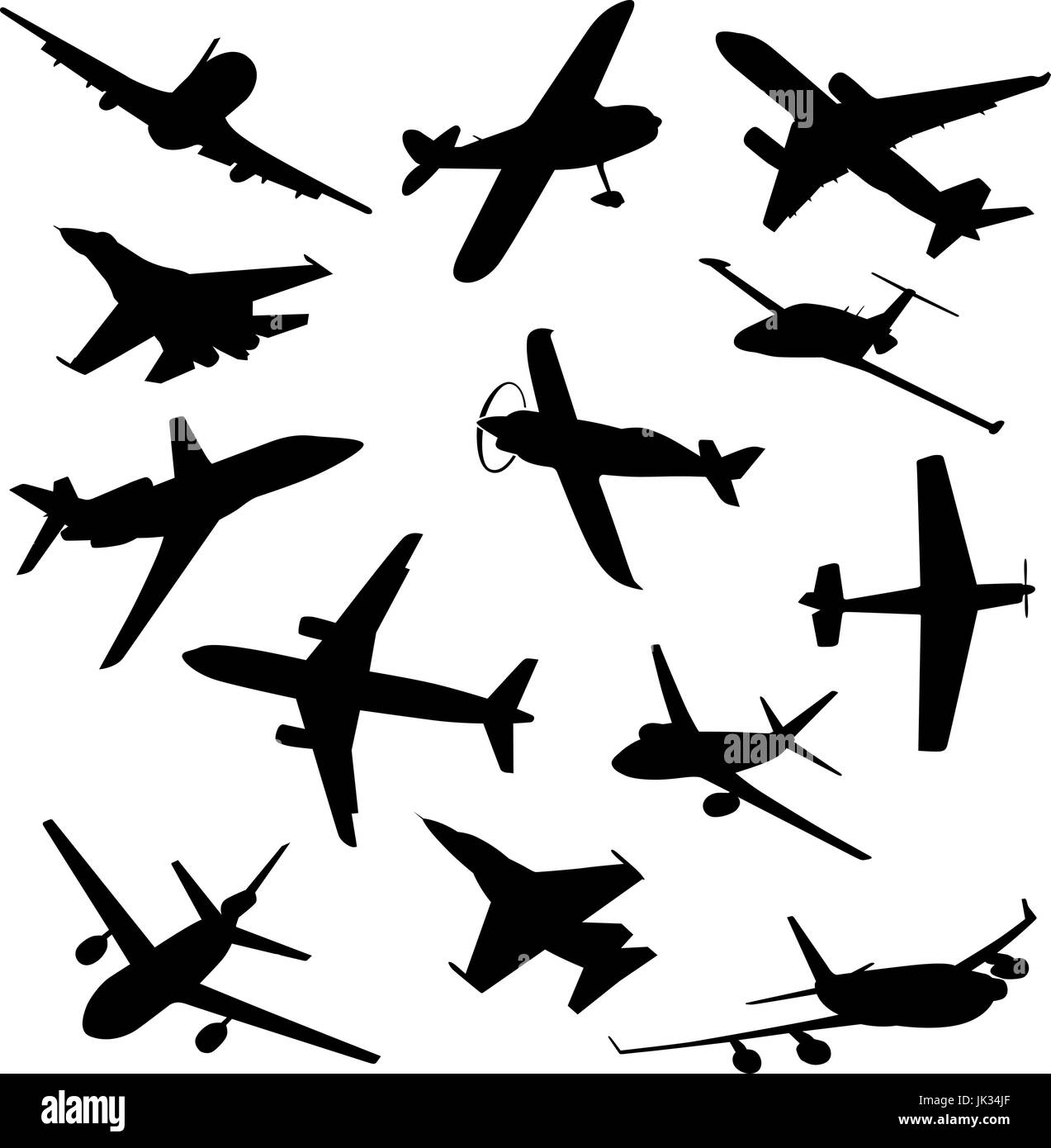 Big collection of different airplane silhouettes. vector plane Stock ...