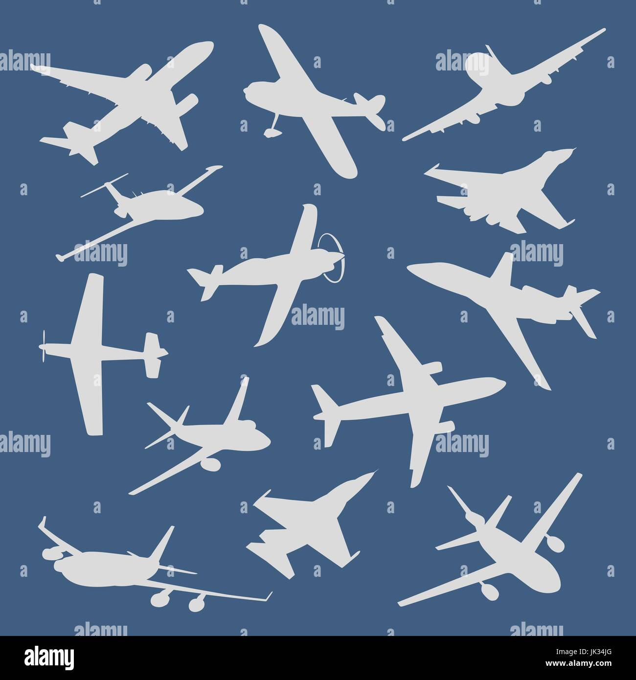 Big collection of different airplane silhouettes. vector plane Stock ...