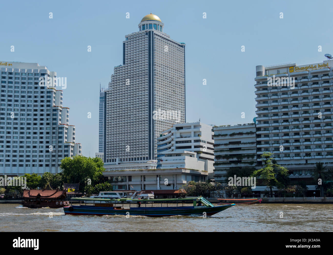 Boats on the Chao Phraya river Bangkok Thailand Stock Photo - Alamy