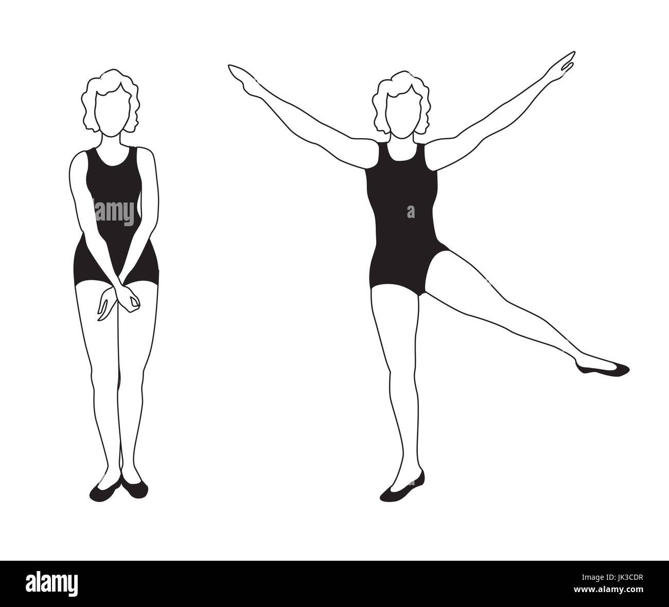 Elegant women silhouettes doing fitness exercises. Fitness club icon