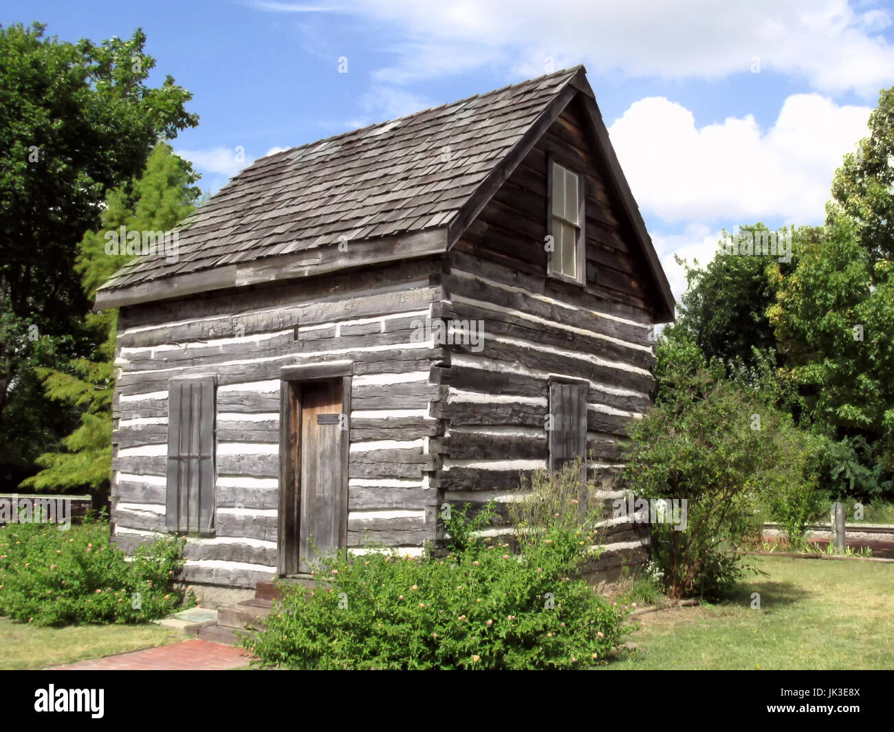 The Beard Cabin was the first house built in Shawnee Oklahoma in 1892. Stock Photo