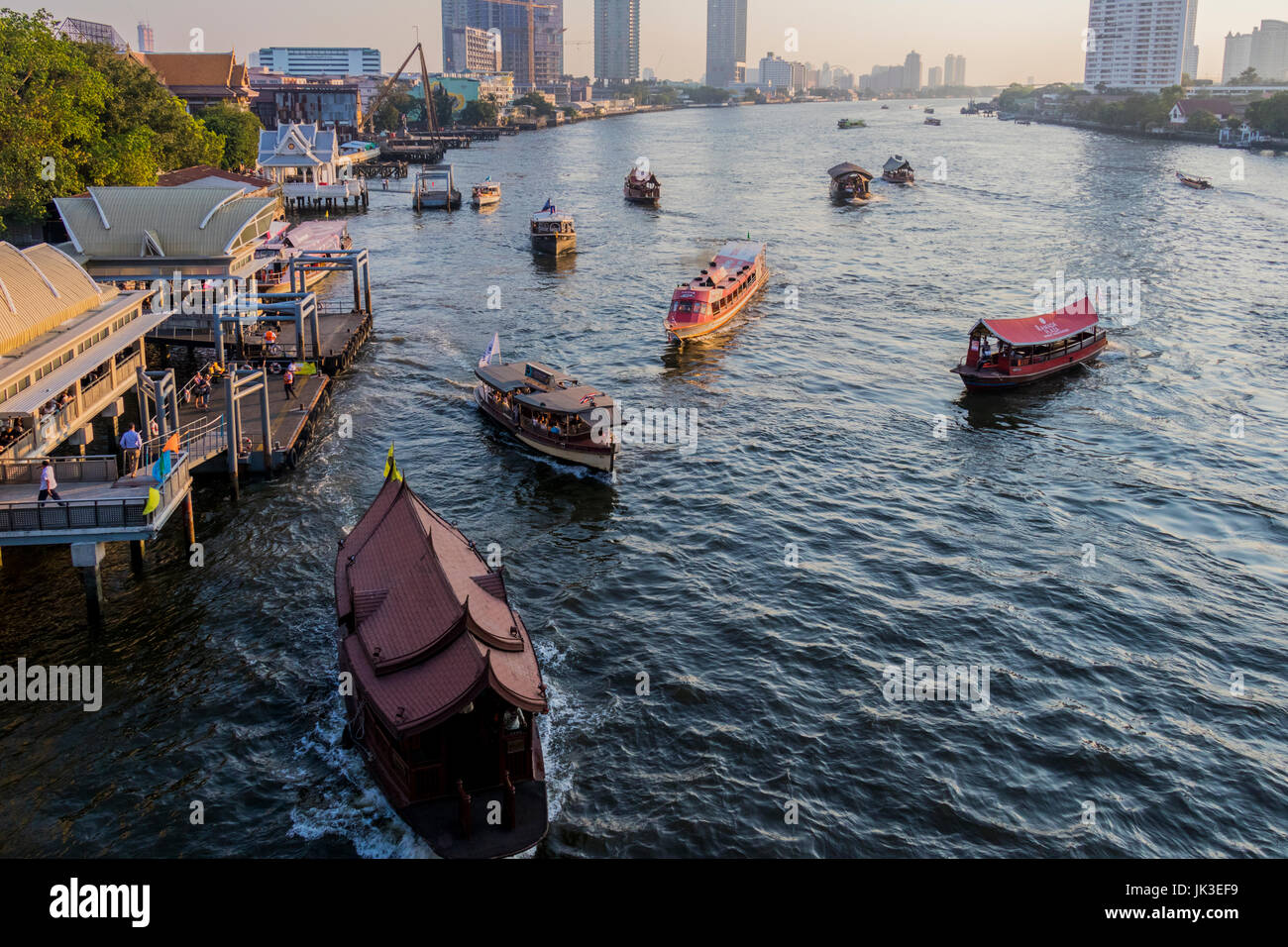 Boats on the Chao Phraya river Bangkok Thailand Stock Photo - Alamy