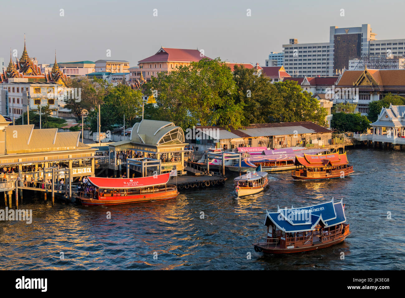 Boats on the Chao Phraya river Bangkok Thailand Stock Photo - Alamy