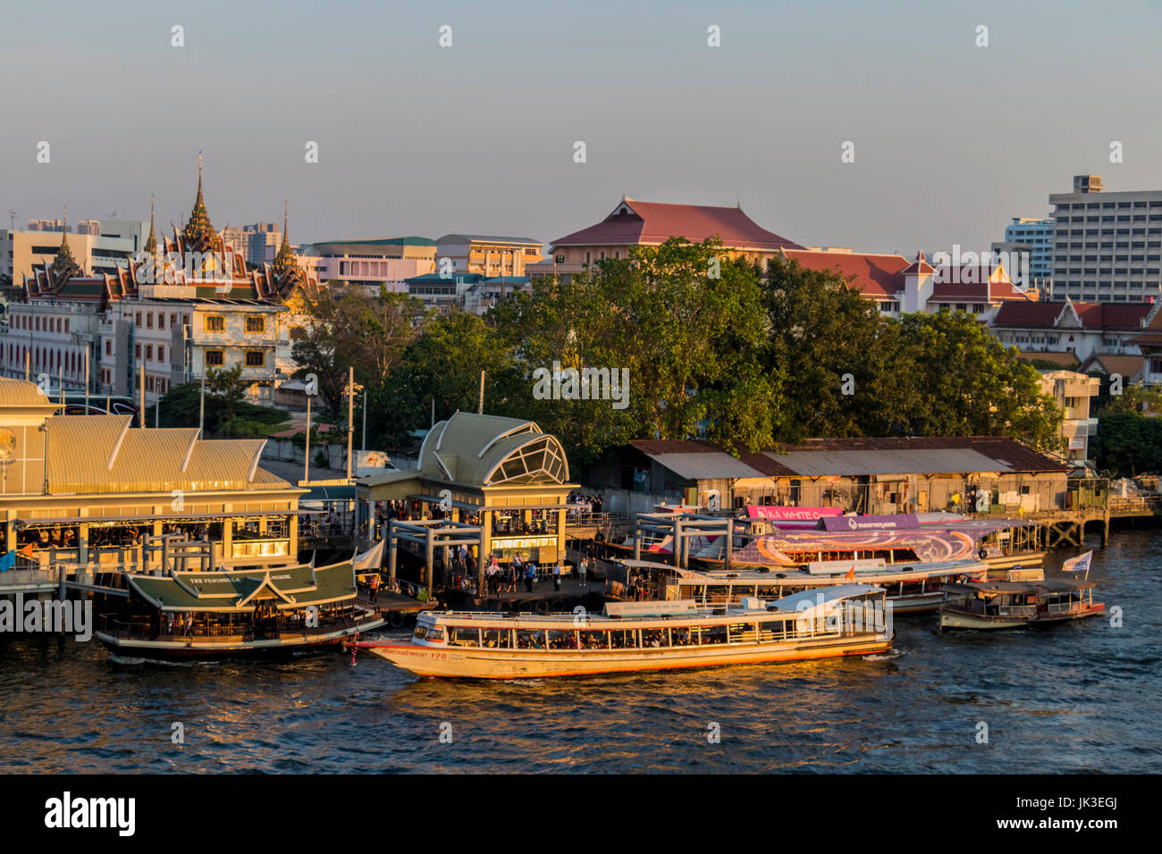Boats on the Chao Phraya river Bangkok Thailand Stock Photo - Alamy