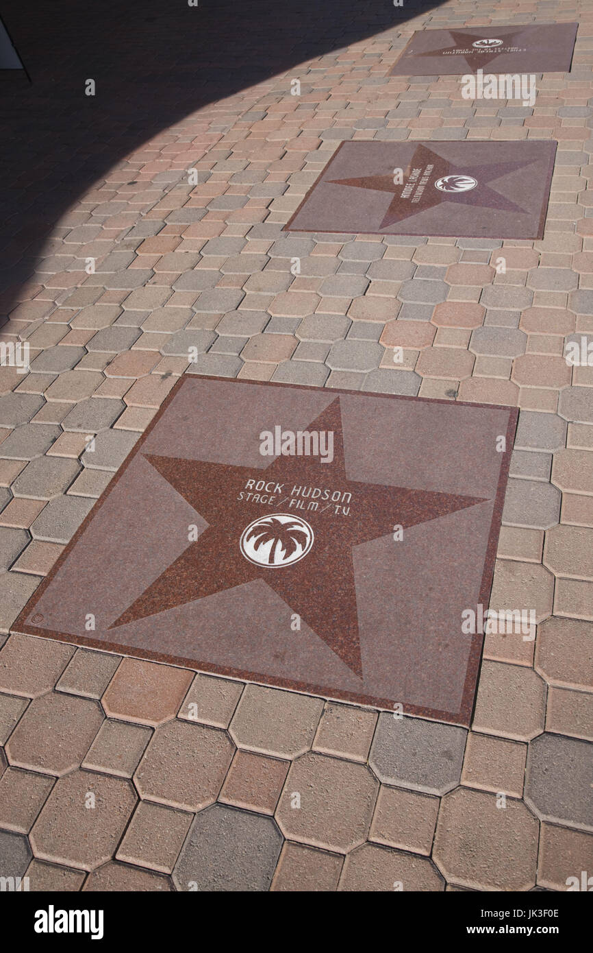 USA, California, Palm Springs, Walk of Fame, sidewalk stars, Rock Hudson, actor Stock Photo Alamy