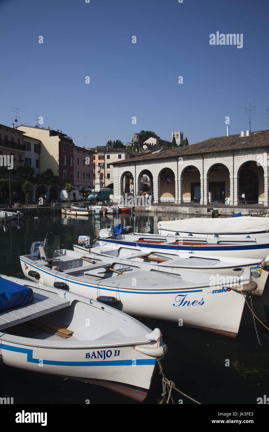 Italy, Lombardy, Lake District, Lake Garda, Desenzano del Garda, Porto Vecchio, old town harbor Stock Photo