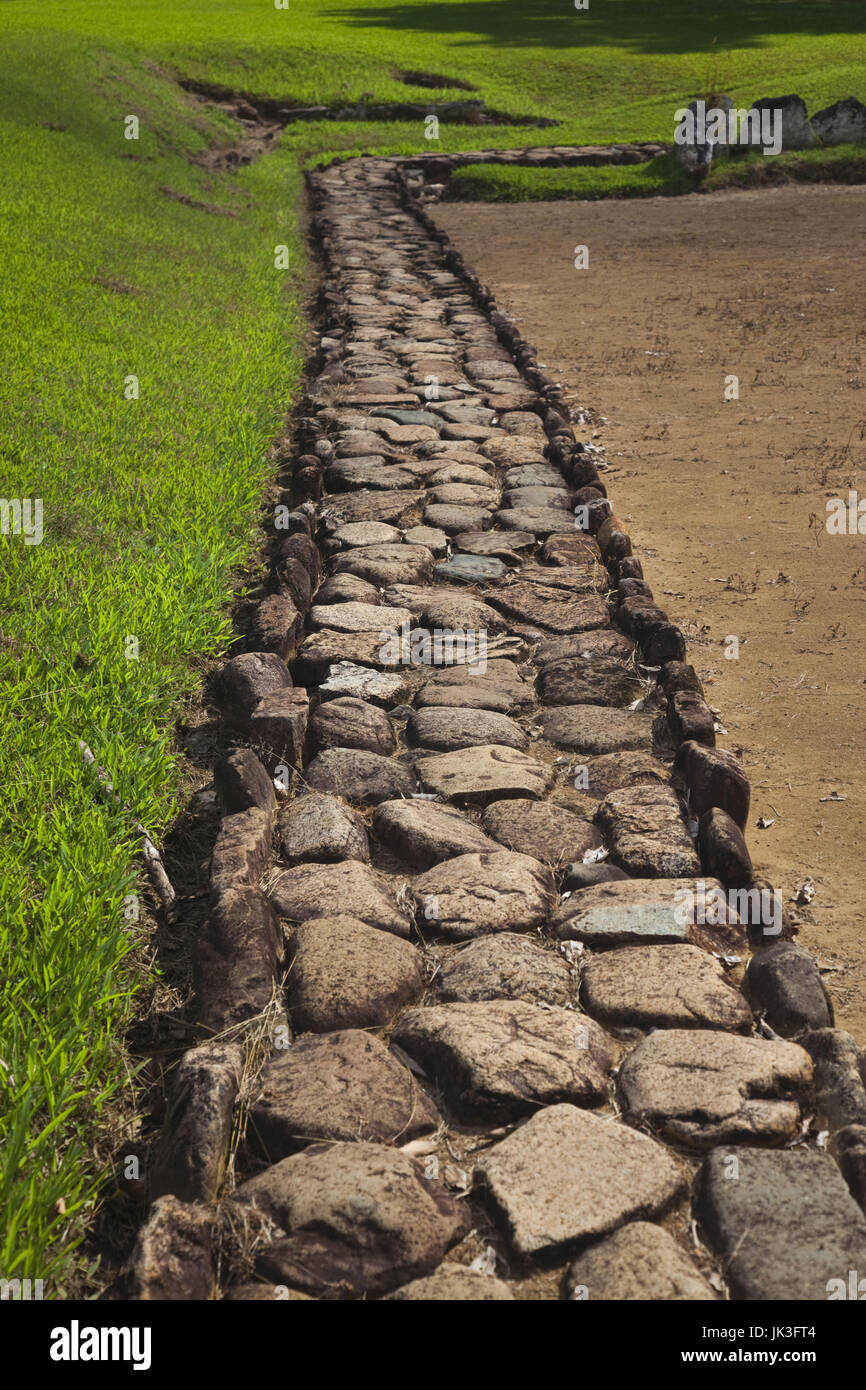 Puerto Rico, North Coast, Karst Country, Utuado, Parque Ceremonial Indigena de Caguana, pathway at ancient Taino people's ceremonial site Stock Photo