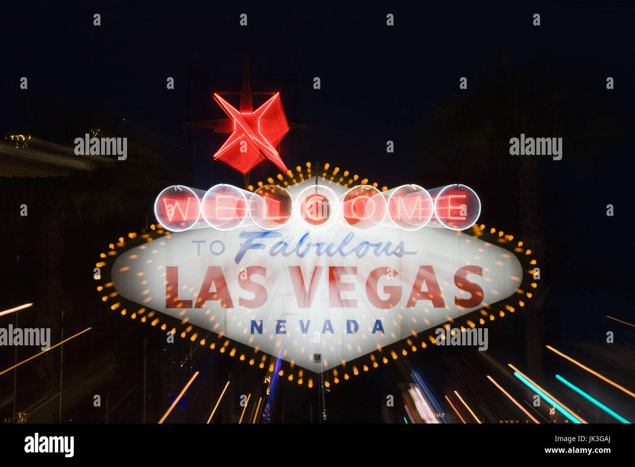USA, Nevada, Las Vegas, Welcome to Fabulous Las Vegas Sign, zoom effect Stock Photo