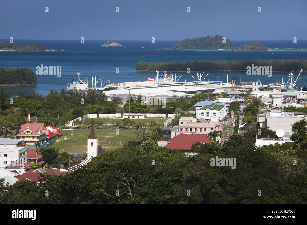 Seychelles, Mahe Island, Victoria, Inner Harbor, from Beau Vallon Road