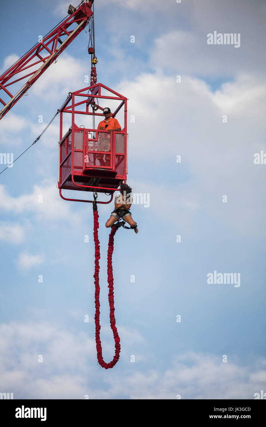 Bungee jumping at Cal Expo State Fair in Sacramento, California Stock