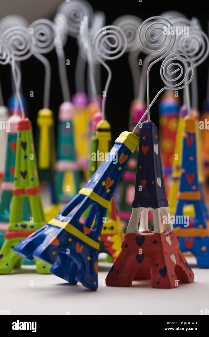 France, Paris, Miniature Eiffel Towers Stock Photo
