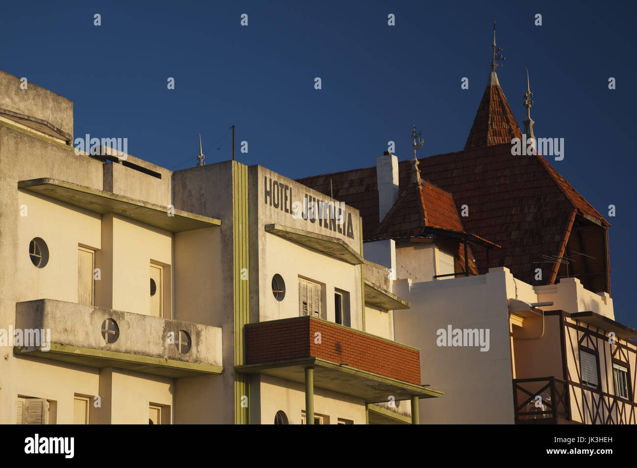 Uruguay, Piriapolis, hotels by Playa Piriapolis beach, late afternoon